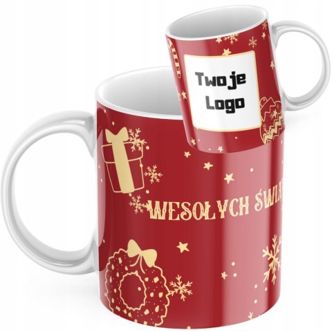KUBEK ŚWIĄTECZNY Z LOGO FIRMY 330 ml KUBEK ŚWIĄTECZNY Z LOGO FIRMY 330 ml