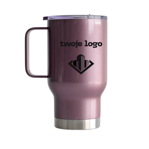 KUBEK TERMICZNY ITER RÓŻOWY Z WŁASNYM NADRUKIEM LOGO 400 ML