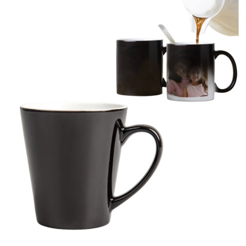 KUBEK LATTE MAGICZNY CZARNY Z WŁASNYM NADRUKIEM 300 ml