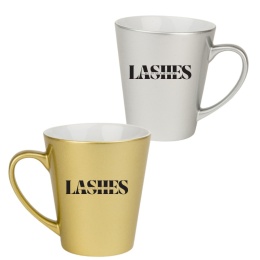 KUBEK LATTE PERŁOWY, ZŁOTY LUB SREBRNY, Z WŁASNYM NADRUKIEM 300 ml