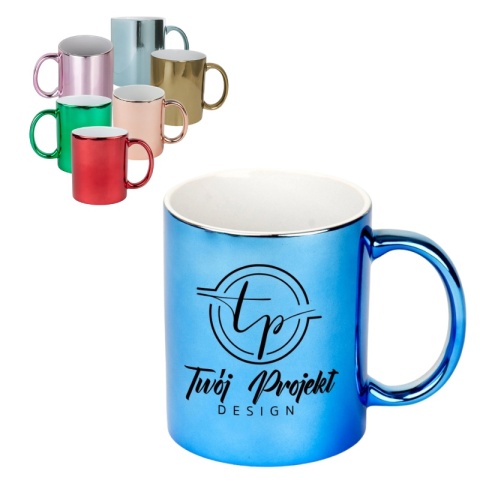 KUBEK METALIC Z NADRUKIEM BŁYSZCZĄCY RÓŻNE KOLORY 330 ml