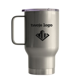 KUBEK TERMICZNY ITER SREBRNY Z WŁASNYM NADRUKIEM LOGO 400 ML