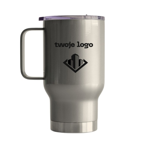 KUBEK TERMICZNY ITER SREBRNY Z WŁASNYM NADRUKIEM LOGO 400 ML