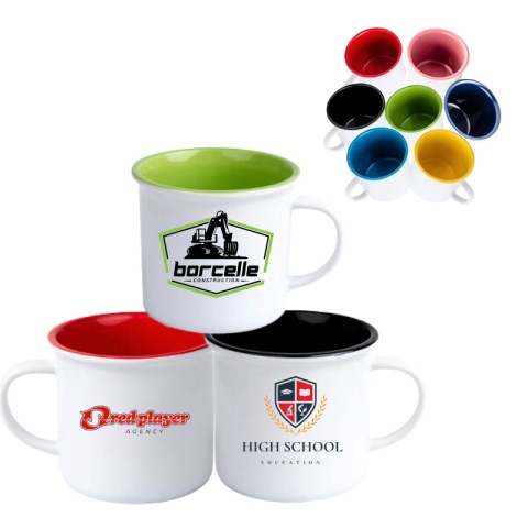 KUBEK RETRO RÓŻNE KOLORY Z WŁASNYM NADRUKIEM LOGO 250 ml