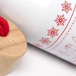 TERMOS ZE ŚWIĄTECZNYM MOTYWEM, BAMBUSOWĄ POKRYWKĄ 500 ml