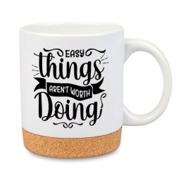 KUBEK KLASYCZNY Z KORKOWYM SPODEM I NADRUKIEM LOGO 300 ml