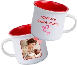 KUBEK RETRO Z WŁASNYM NADRUKIEM LOGO CZERWONY 250 ml