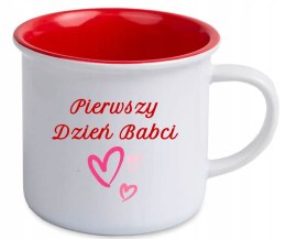 KUBEK RETRO Z WŁASNYM NADRUKIEM LOGO CZERWONY 250 ml